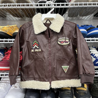 Boys Brown Leather Bomber Jacket Aviator One Jr. Pilot Size 3T