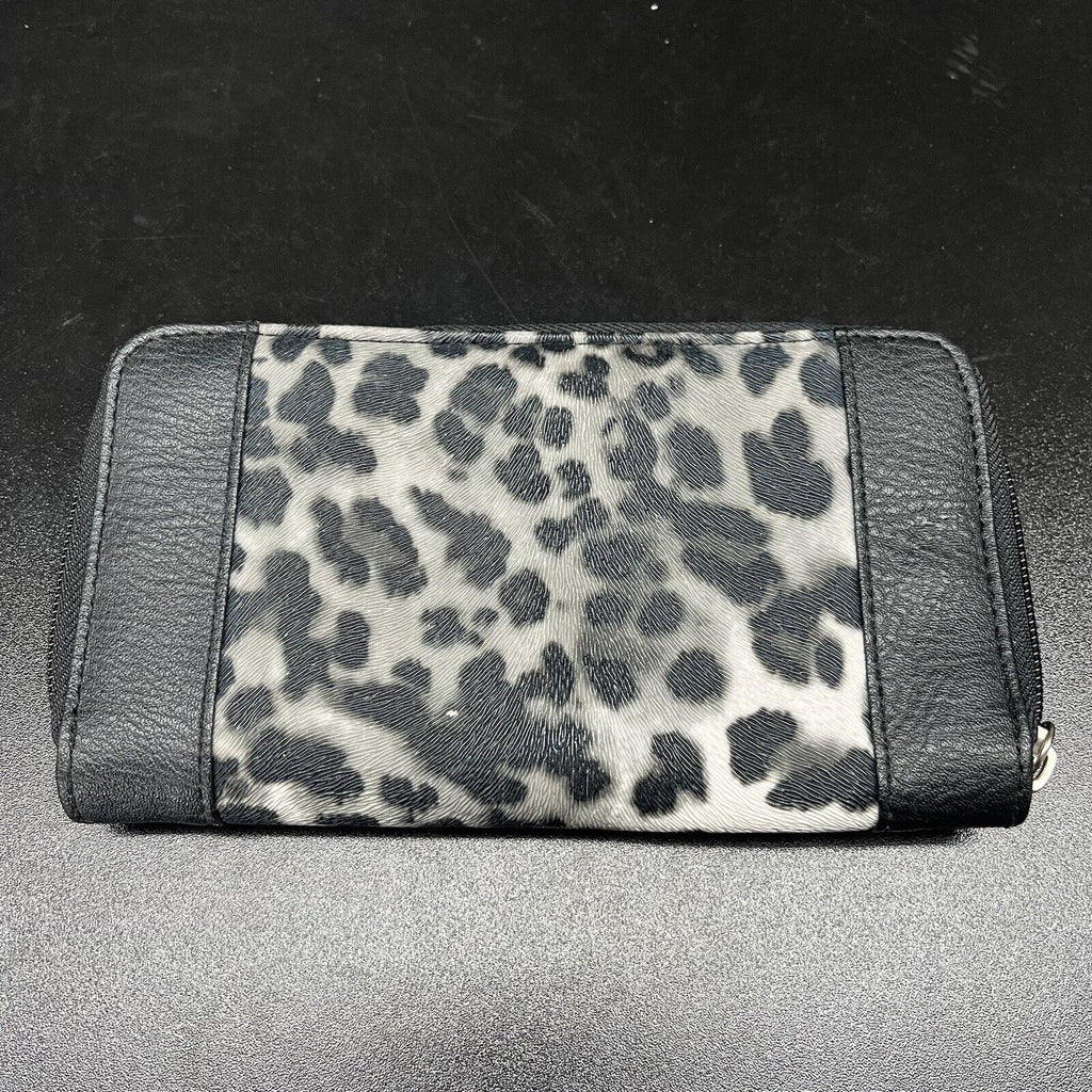 Bongo Women's Wallet Black With Animal Print Zipper And Button Closure - Hype Stew Sneakers Detroit
