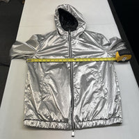 Armani Exchange Men's Reversible Shiny Metallic Linear Logo Nylon Jacket