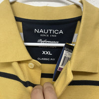 Nautica Mens Shirt Yellow Striped Polo Shirt Short Sleeve Pullover Size XXL NWT