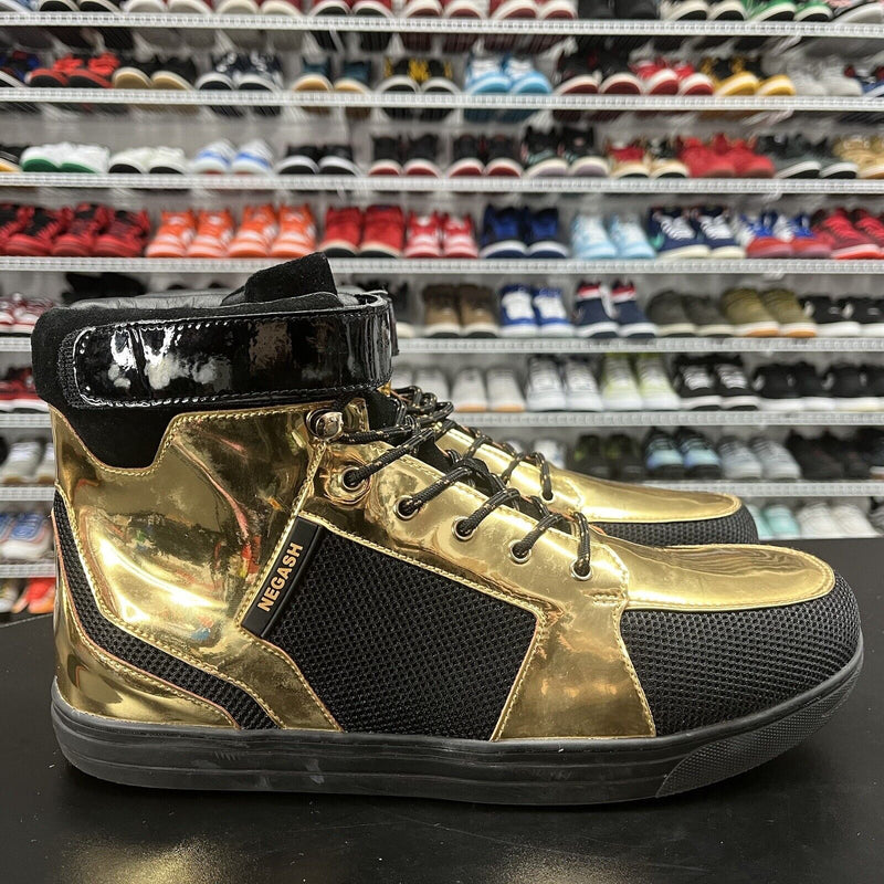 Negash Basketball High top Sneakers Gold Black Men's Size 15 - Hype Stew Sneakers Detroit