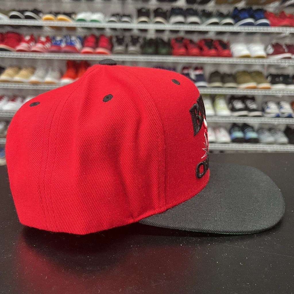 VTG 2000s Mitchell & Ness Chicago Bulls Retro 90s Logo Red Snapback Hat - Hype Stew Sneakers Detroit