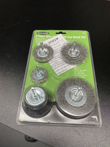 6pc Wire Wheels & Cup Brush Set -1/4" Shank- Item #1341