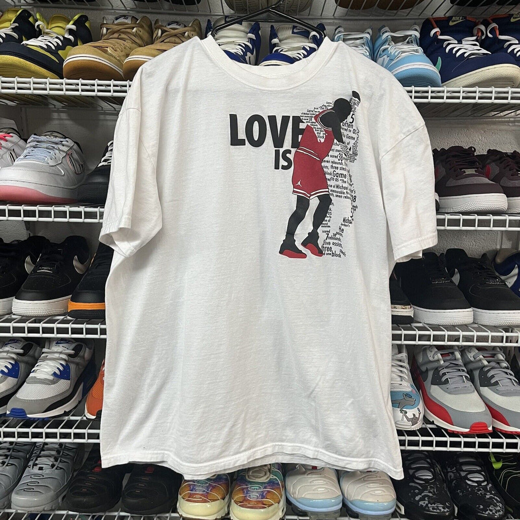 Rare Vintage 2000s Jordan Retro 12 Flu Game Love Is Tee Shirt Nike Men's Sz XL - Hype Stew Sneakers Detroit