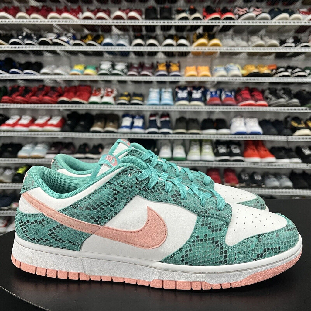 Nike Dunk Low Snakeskin Washed Teal Bleached Coral DR8577-300 Mens Size 11