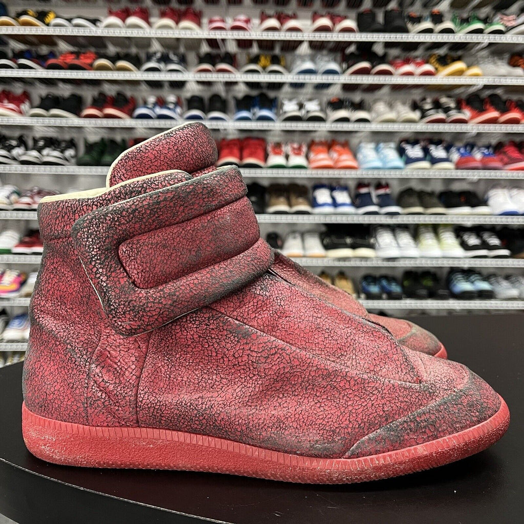 Maison Margiela Future Red Leather High Top Sneakers Italy Men's Size 43 - Hype Stew Sneakers Detroit
