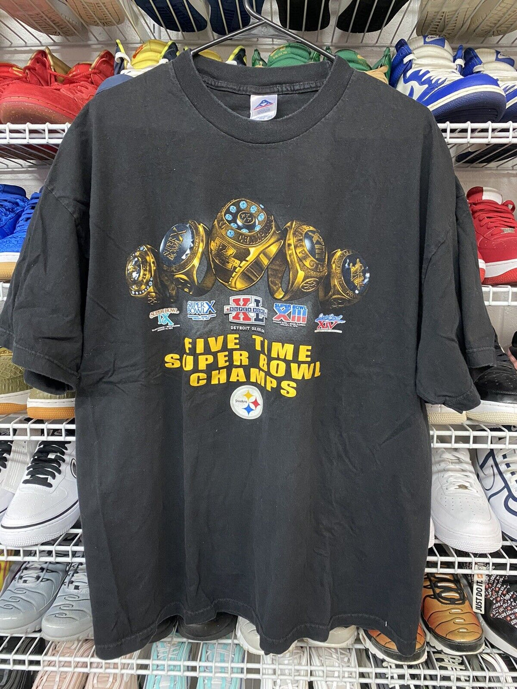 Vintage 2006 Super Bowl Pittsburgh Steelers Champions T Shirt Ring Logo XXL - Hype Stew Sneakers Detroit