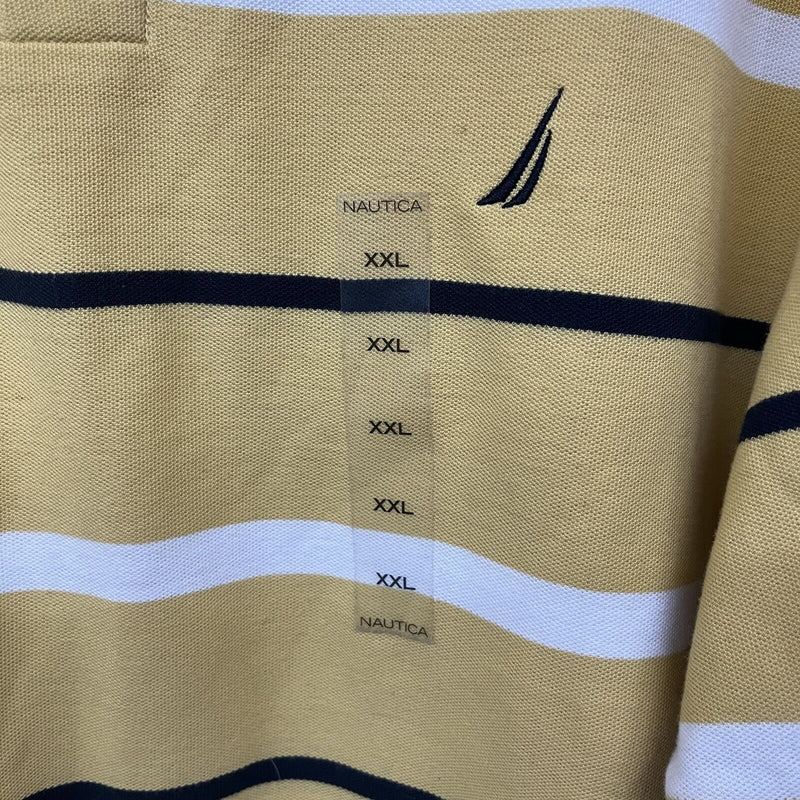 Nautica Mens Shirt Yellow Striped Polo Shirt Short Sleeve Pullover Size XXL NWT