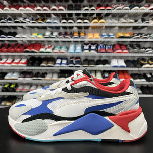 PUMA RSX 3 Puzzle White Blue Red GS 372357-05 Youth Size US 7C