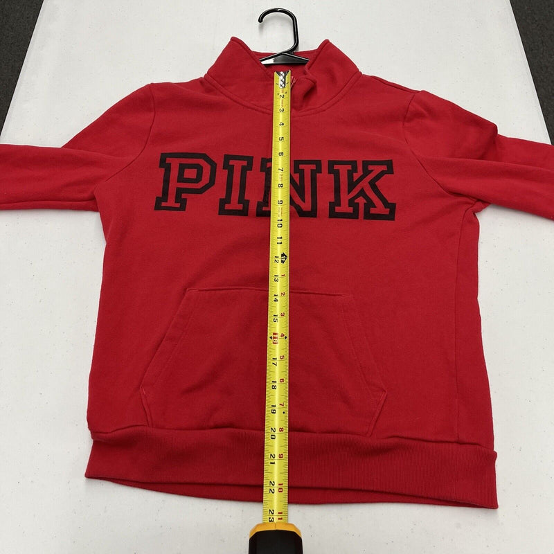 Pink By Victorias Secret Red Logo Spellout Sweatsuit 1/4 Zip Women's Size S/M