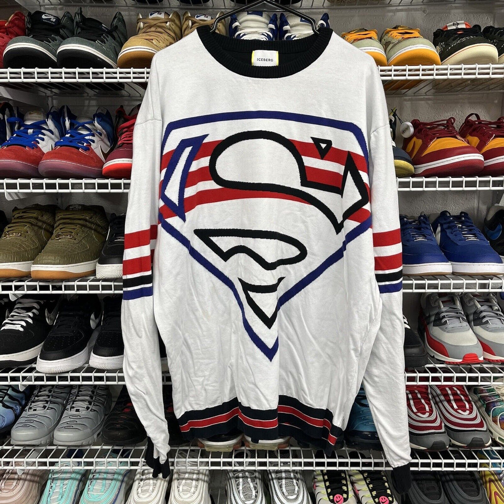 Vtg 2000s Y2K Superman Graphic Logo Pullover Sweatshirt Iceberg Size XXL - Hype Stew Sneakers Detroit