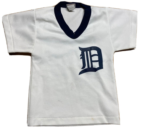 VTG 70s Detroit Tigers Sand Pro Knit Pullover Baseball Jersey Youth Size 6-7 MLB