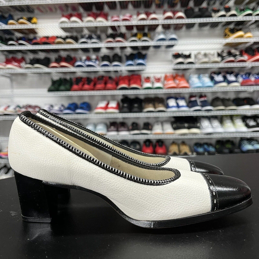 Vintage Naturalizer Women's White Aberdeen White And Black Low Heel Size 6.5 - Hype Stew Sneakers Detroit