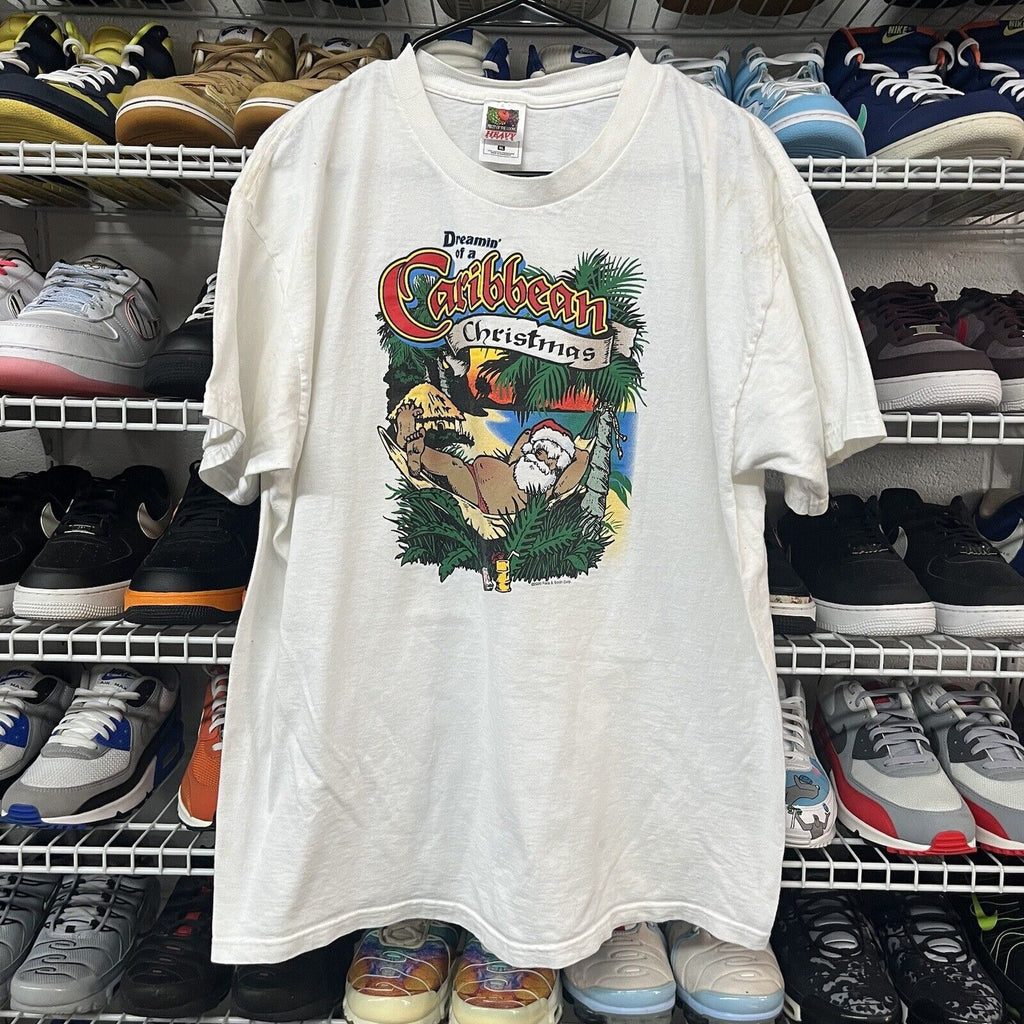 Vintage 2000s Dreamin Of A Caribbean Christmas Xmas Tshirt XL - Hype Stew Sneakers Detroit