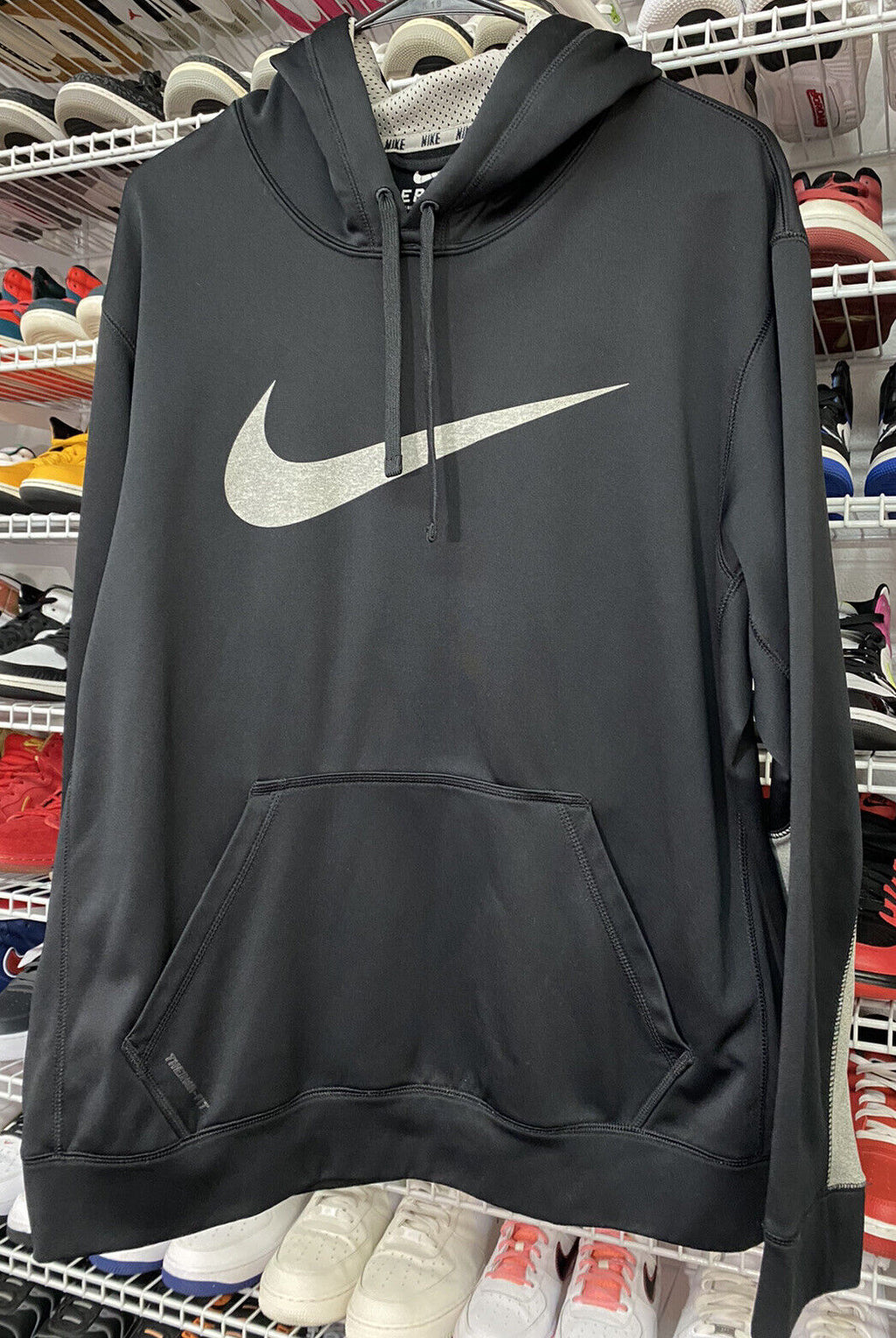 Nike Therma Fit Men's Black Gray Hoodie Swoosh Sz Large - Hype Stew Sneakers Detroit