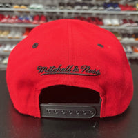 VTG 2000s Mitchell & Ness Chicago Bulls Retro 90s Logo Red Snapback Hat - Hype Stew Sneakers Detroit