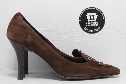 ALDO Dark Brown Suede Slip On High Heels 3 Inch Women's Size 7.5