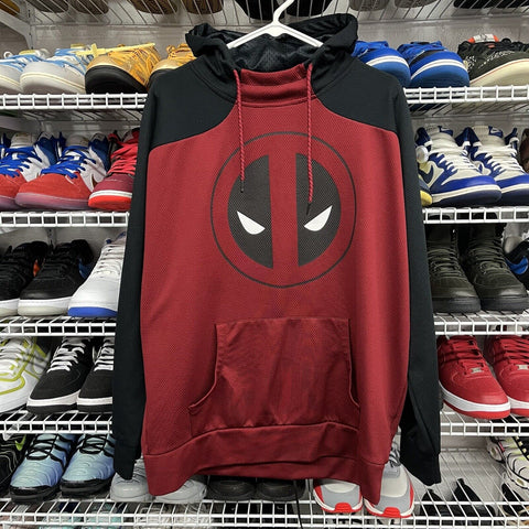 Deadpool Marvel Comics Black Red Hoodie Sweatshirt Men's Size Large