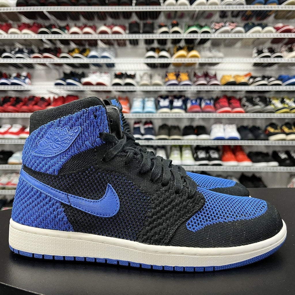 Nike Air Jordan Retro 1 High Flyknit Royal Blue Black 919704-006 Men's Size 9.5