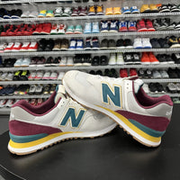 New Balance 574 Grey Burgundy Teal Yellow ML574PR2 Men's Size 11.5