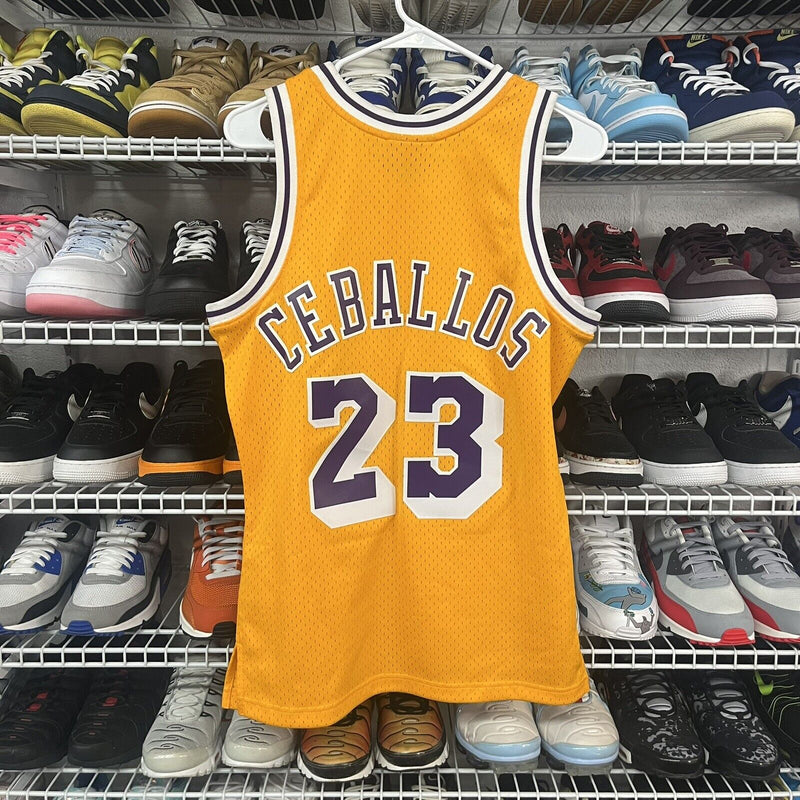 Cedric Ceballos 1994-95 Lakers Mitchell & Ness Hardwood Classics Men's Sz S - Hype Stew Sneakers Detroit