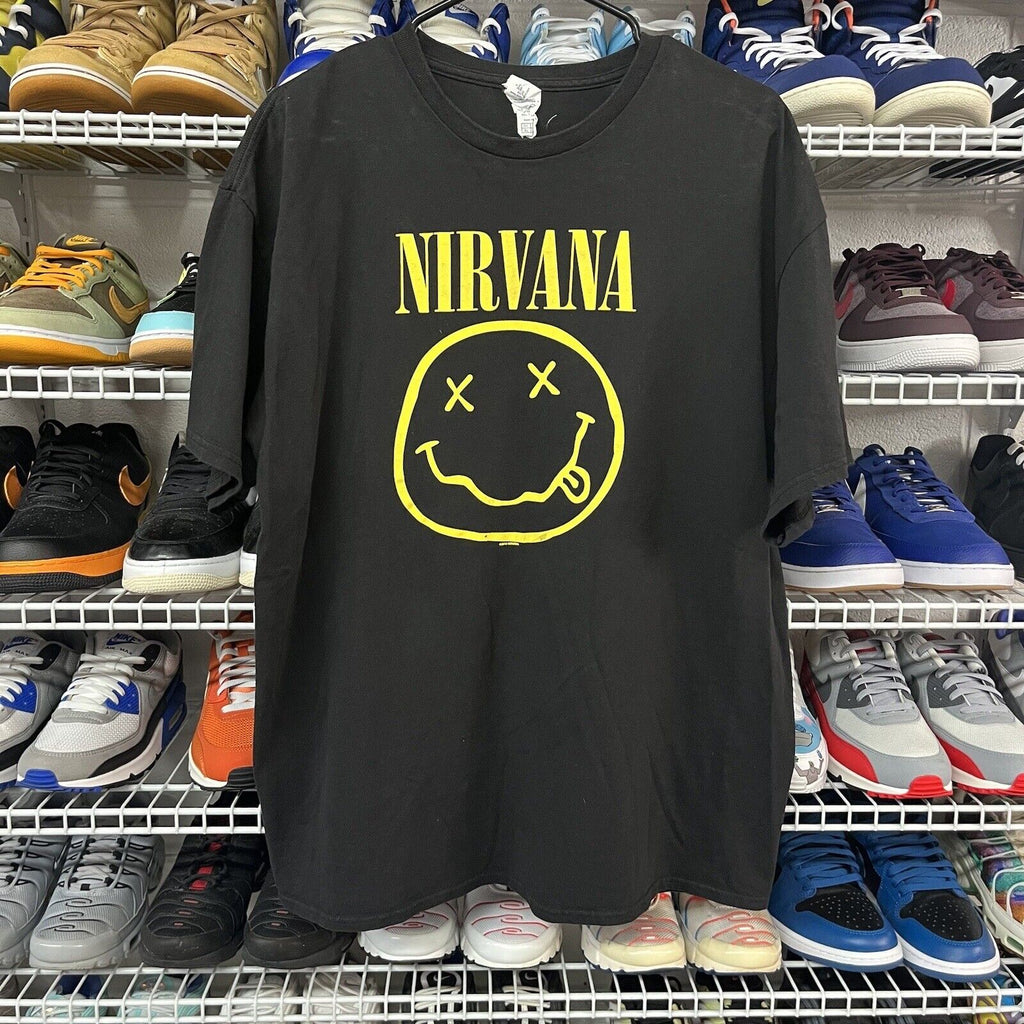 Nirvana Black Shirt Yellow Smiley Face 2016 Adult Size XL - Hype Stew Sneakers Detroit