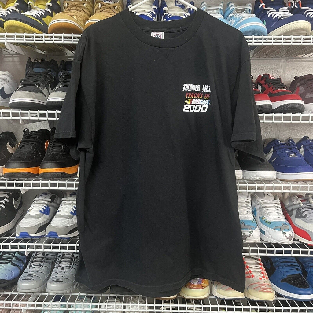 Vtg 2000s Y2K NASCAR 2000 Thunder Alley Tracks Black Shirt Adult XL - Hype Stew Sneakers Detroit
