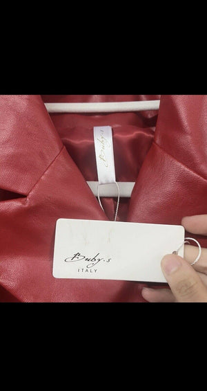 Buby's Italy Red Pleat Leather Blazer Coat And Shawl NWT Womens Size S