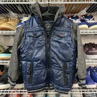 Urban Republic Boys Poly Matte Riree Jacket Blue And Grey Size M 5/6 - Hype Stew Sneakers Detroit