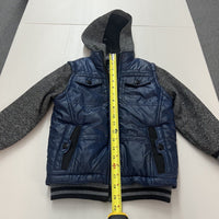 Urban Republic Boys Poly Matte Riree Jacket Blue And Grey Size M 5/6 - Hype Stew Sneakers Detroit