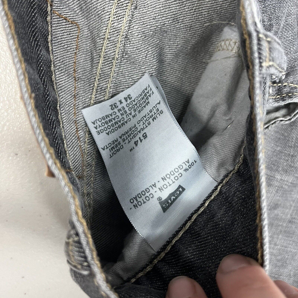 Levi's Men's 514 Slim Straight Mid Rise Jeans Gray Denim Medium Wash Size 34x32 - Hype Stew Sneakers Detroit