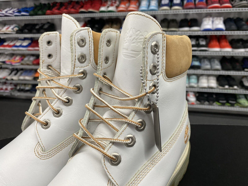 Rare Timberland 6" Premium White Wheat Leather Waterproof Boots Men's US Size 9 - Hype Stew Sneakers Detroit