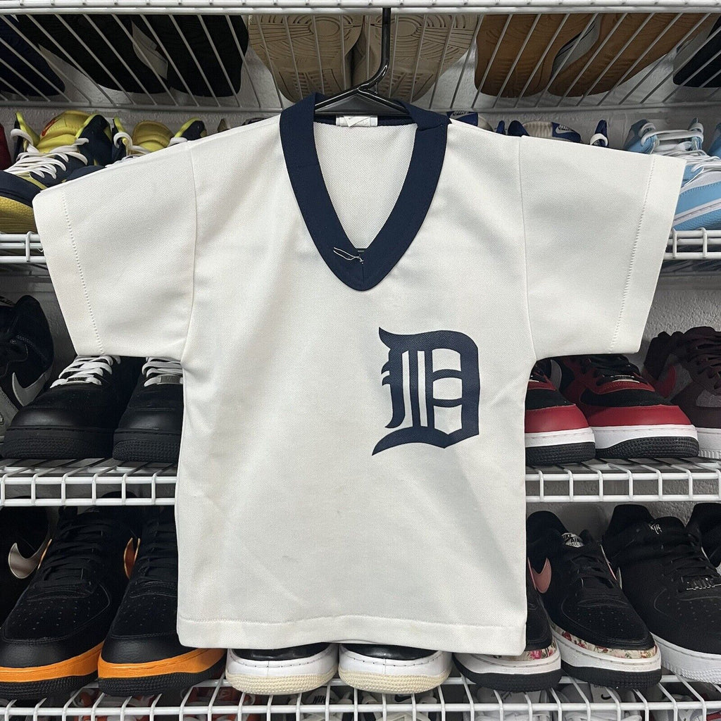 VTG 70s Detroit Tigers Sand Pro Knit Made USA Baseball Jersey Youth Size 6-7 MLB - Hype Stew Sneakers Detroit