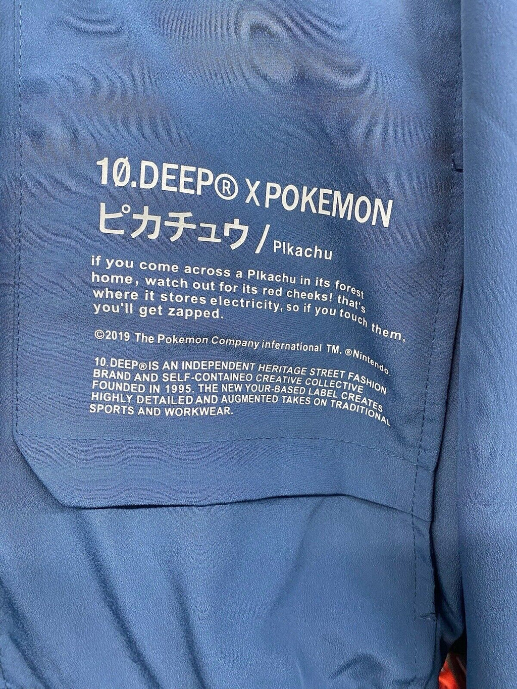 10.Deep X Pokemon Windbreaker Full Zip Hooded Jacket Mosshino Coutube Blue Sz M - Hype Stew Sneakers Detroit