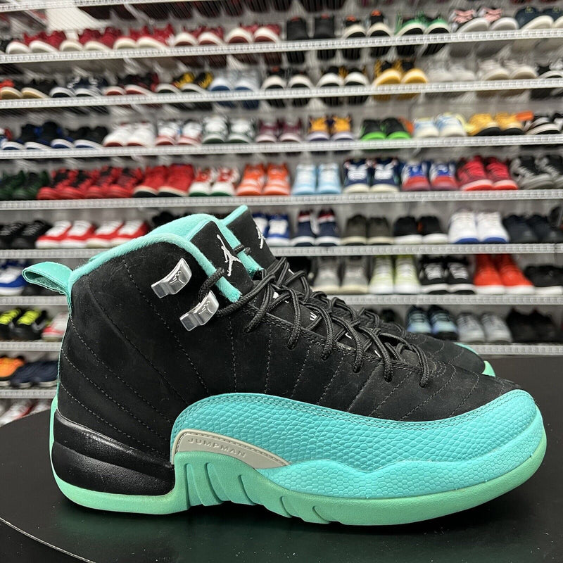 Nike Air Jordan 12 Shoes Retro Hyper Jade Black Sneakers 510815-017 Boys Size 7.5Y