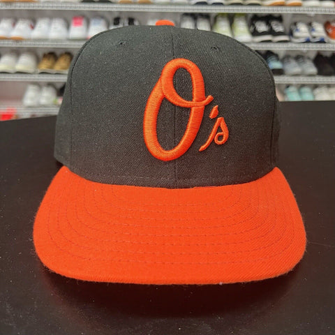 New Era 59Fifty Cap MLB Baltimore Orioles Black On Field Fitted Hat Sz 7 1/4