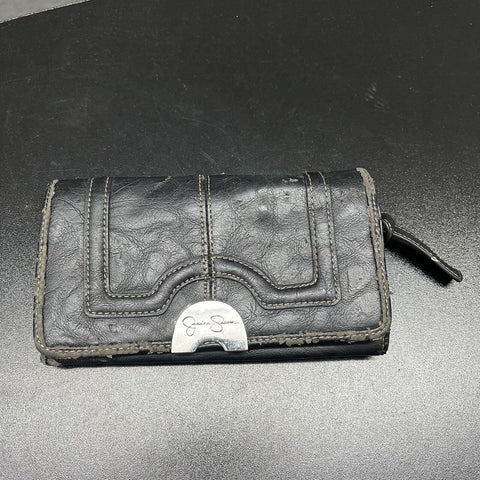 Jessica Simpson Wristlet Wallet Black/Grey Zip And Button Closure