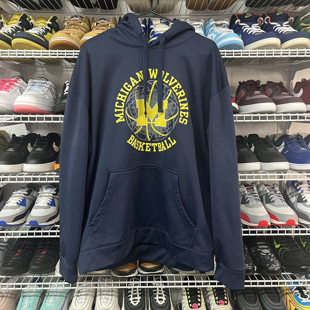 Vtg University of Michigan Wolverines Basketball Hoodie Blue Sz XL Section101 - Hype Stew Sneakers Detroit