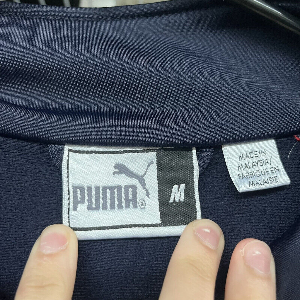 Vtg 2000s Y2K Puma Track Jacket Men's M Navy Red Stripe Zip Up - Hype Stew Sneakers Detroit