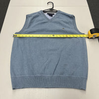 Vtg 90s Tommy Hilfiger Knit  V-Neck Sweater Vest Light Blue Tommy Crest XL - Hype Stew Sneakers Detroit