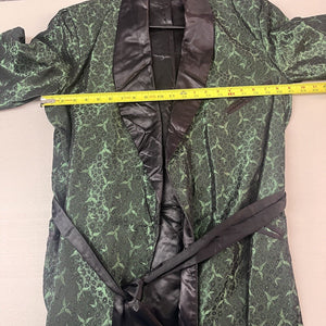 Vintage 70s Silk Paisley Smoking Robe Green And Black Size L/XL - Hype Stew Sneakers Detroit