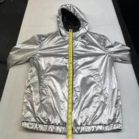 Armani Exchange Men's Reversible Shiny Metallic Linear Logo Nylon Jacket