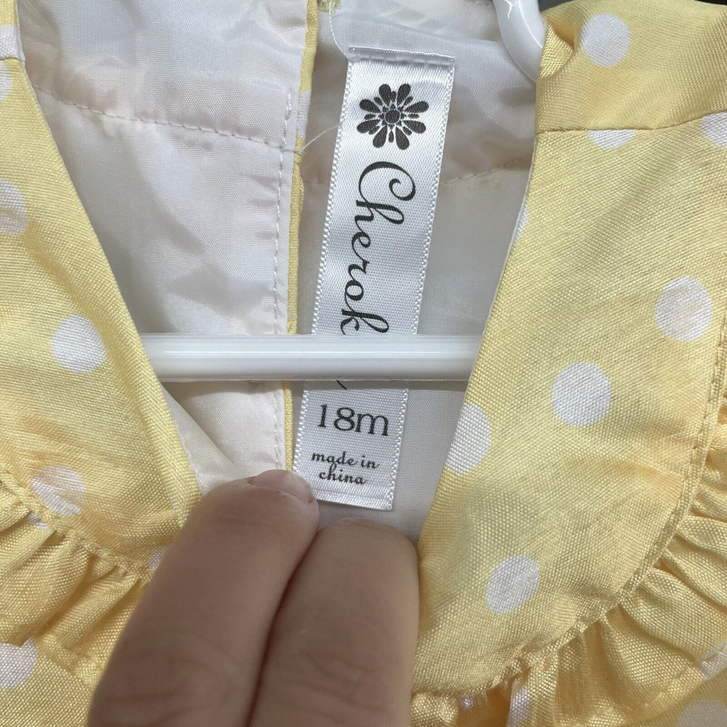 Cherokee Baby Girls Yellow Polka Dots Sun Dress Size 18 Months