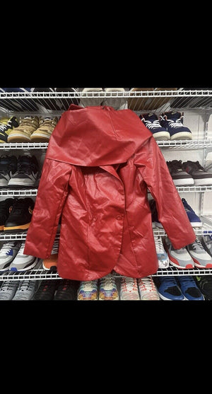 Buby's Italy Red Pleat Leather Blazer Coat And Shawl NWT Womens Size S