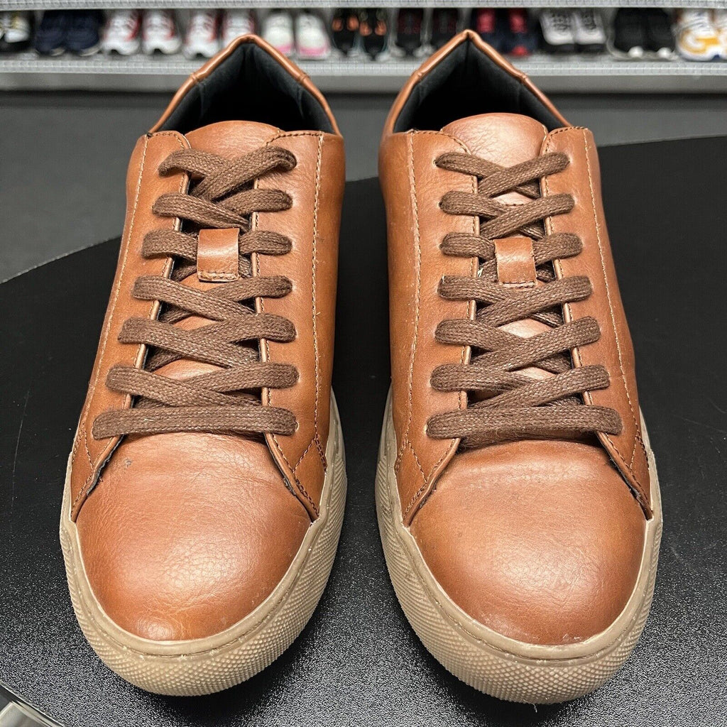 Alfani Shoes Men's Brown Faux Leather Lace-Up Dress Sneakers Memory Foam Size 9M - Hype Stew Sneakers Detroit