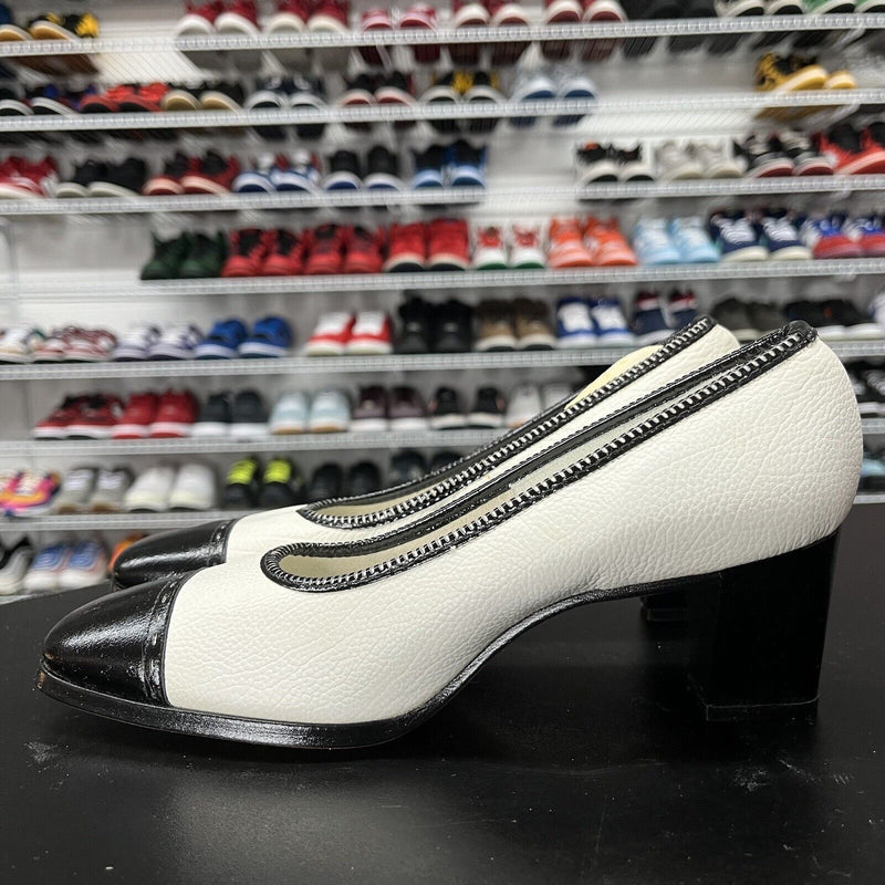 Vintage Naturalizer Women's White Aberdeen White And Black Low Heel Size 6.5 - Hype Stew Sneakers Detroit