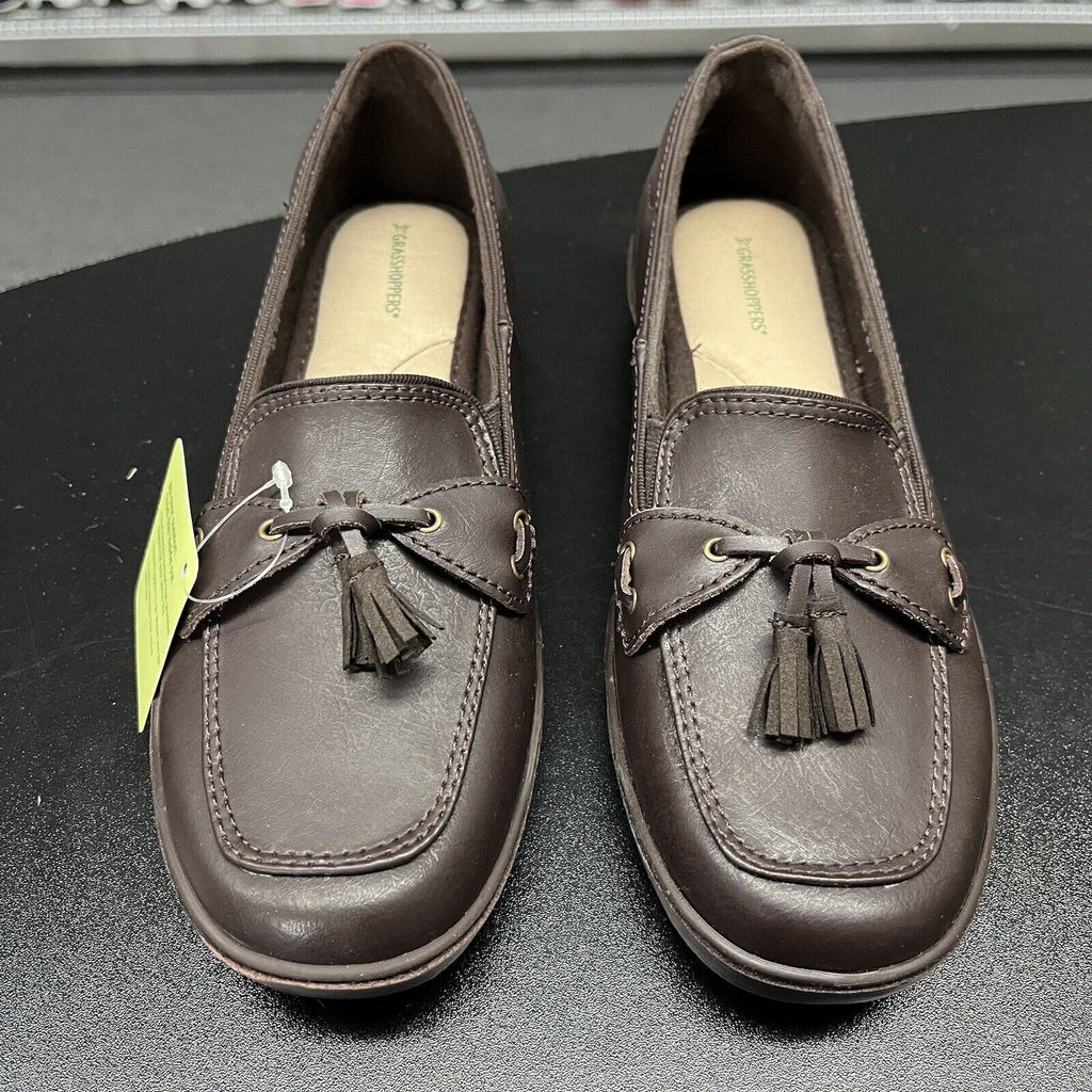 Grasshopper Classic Brown Leather Tassle Padded Insole Comfort Loafers Size 7.5M - Hype Stew Sneakers Detroit