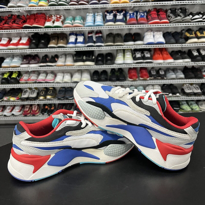 PUMA RSX 3 Puzzle White Blue Red GS 372357-05 Youth Size US 7C