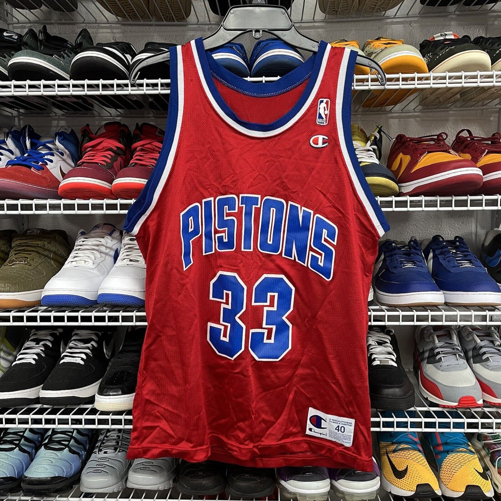 Vintage 90s Grant Hill Detroit Pistons #33 NBA Champion Jersey Size 40 - Hype Stew Sneakers Detroit