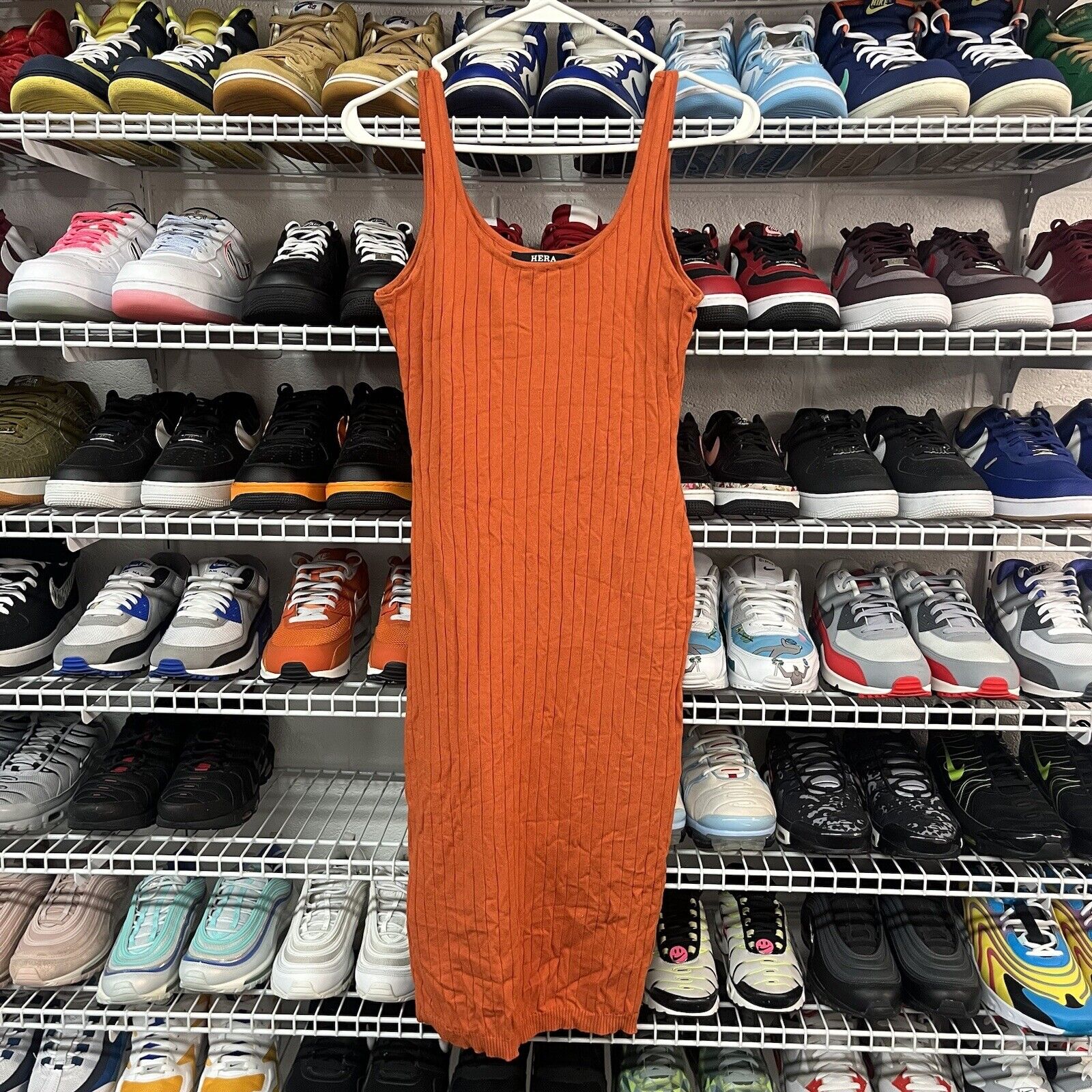 Hera Collection Orange Sleeveless Knit Dress Sz L Hera Collection Orange Sleeveless Knit Dress Sz L
